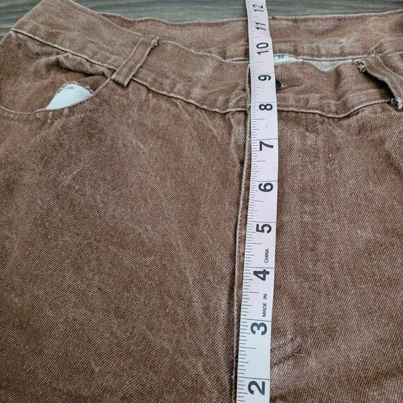 Vintage Fair Focus Japanese Men's Straight Jeans Size M Brown Double Skull - Picture 9 of 11
